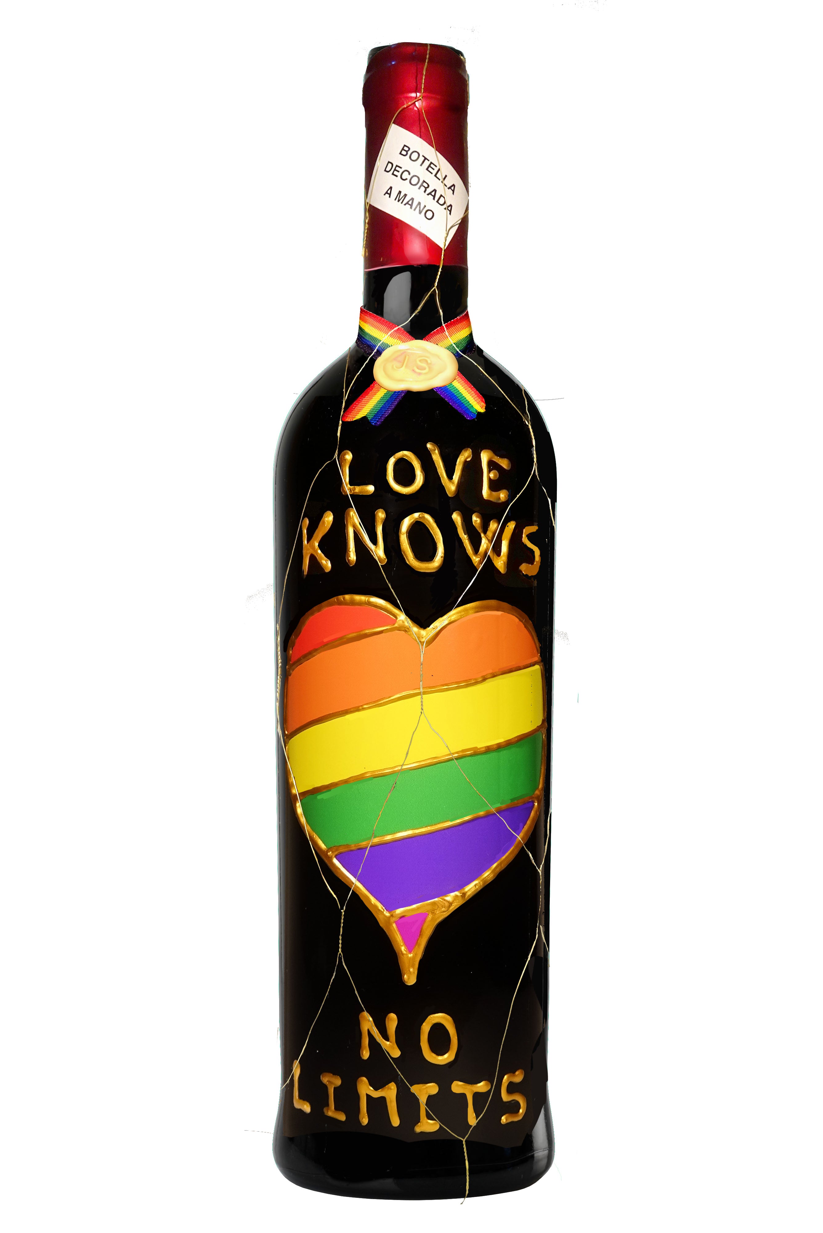 Botella Vino Jumilla Regalo Bandera LGTBI (Love Knows no Limits) - Delampa