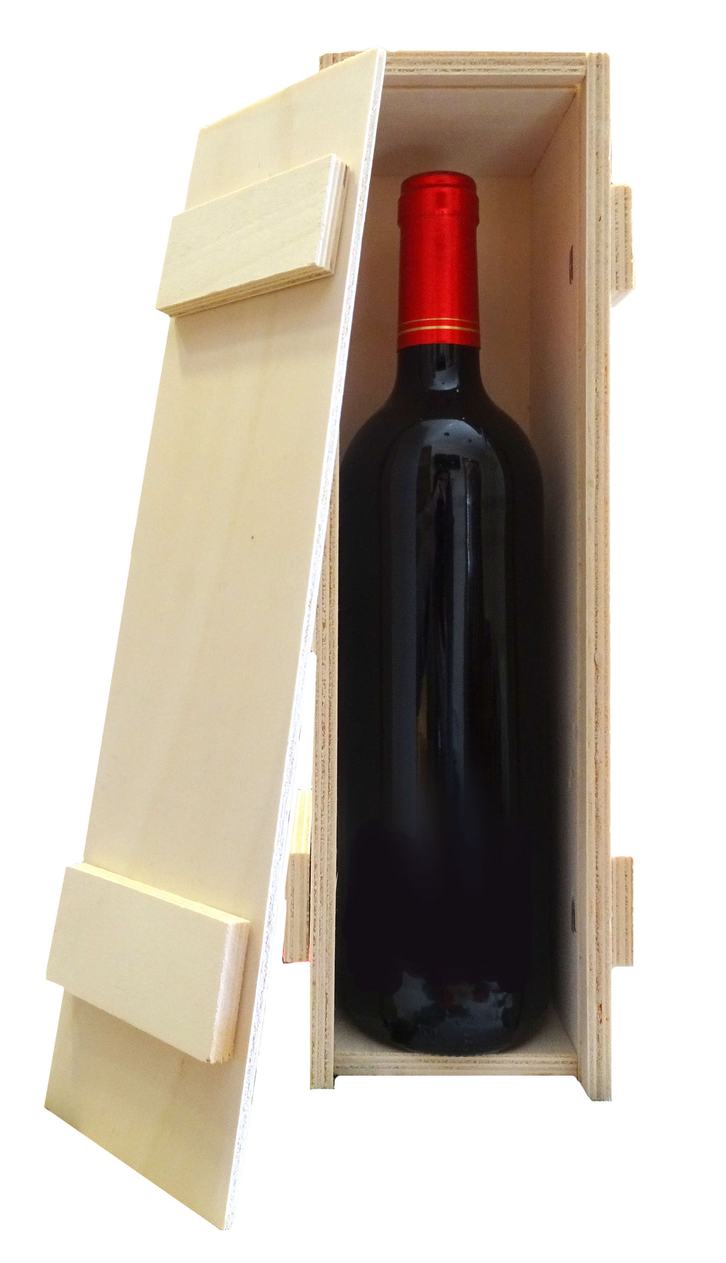 Caja de madera con 1 botella de vino denominación de origen Jumilla alante - Delampa